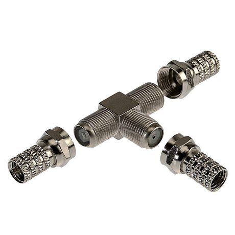 Набор разъемов антенных ТВ №5 (1 переходник 3 гнезда F; F-разъема RG-6) Rexant 06-0032-A MEET