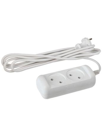 Удлинитель электрический UX(6)-2-1,5m без заземления 2 розетки 1,5м ПВС 2x0,75мм2 6А белый | Б0038564 ЭРА