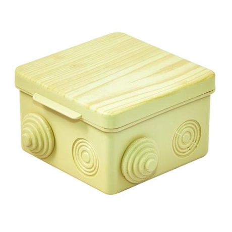 Коробка распаячная ОП 80х80х50мм с гермовводами светл. дерево Урал Пак КО-82011080-032 У.ПАК