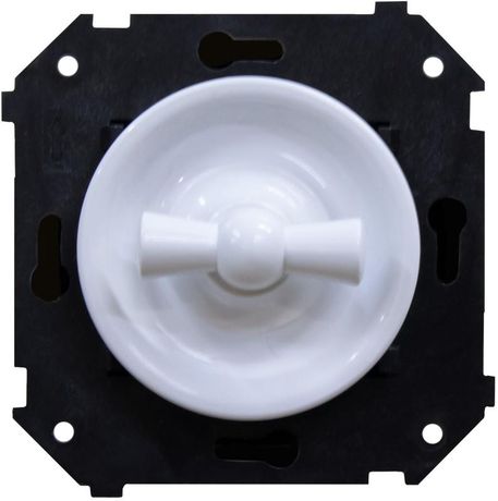 Переключатель проходной поворотный 1-кл. СП Шедель 10А ретро ABS-пластик ручка бел. механизм Bironi B3-201-21