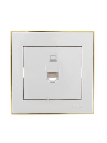 Розетка компьютерная 1-м СП Rain RJ45 с зол. боковой вставкой бел. LEZARD 703-0226-139