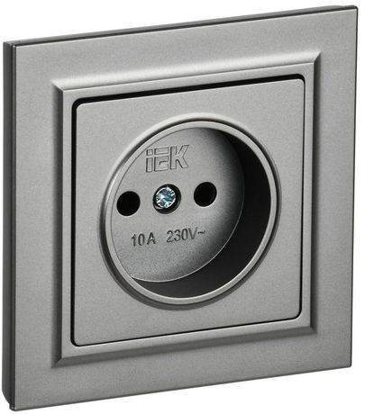 Розетка СП BRITE РСР10-1-0-БрС 10А в сборе без заземл. защ. шторок сталь IEK BR-R10-10-K46-F