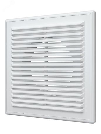 Решетка вентиляционная приточно-вытяжная, из ABS пластика 208х208 с фланцем D125 - 2121R12F ЭРА 22701