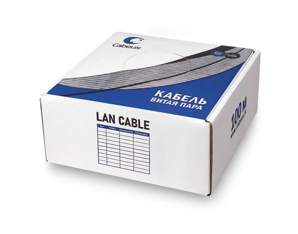 Кабель витая пара UTP (U/UTP) кат.5E 4 пары 24 AWG ОЖ PVC нг(А)-LS красн. (уп.100м) Cabeus 7249c-5 UTP-4P-Cat.5e-SOLID-RD-100