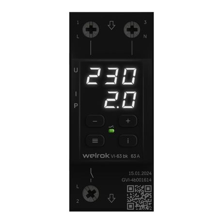 Реле напряжения c контролем тока Welrok VI-63 bk - 4660251140656