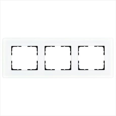 Рамка стеклянная матовая закругленная 3 поста цвет белый - G1003GW-RM Jasmart