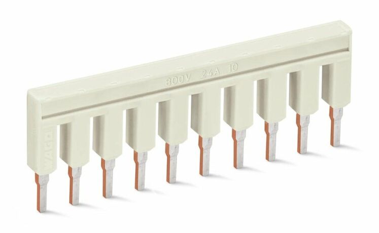 Перемычка BARS изолир. 10-контактн. номинал. ток 25А PUSH-IN TYPE свет. сер. WAGO 2002-410