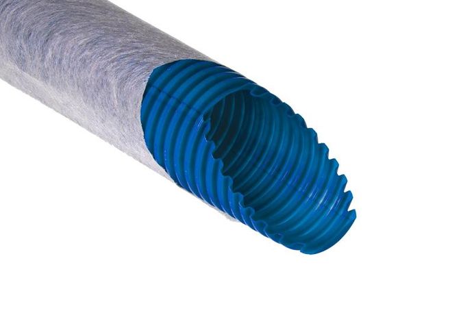 Труба гофрированная одностенная ПНД дренажная d110мм с фильтром син. (уп.100м) Ruvinil Т1-ДР0-110Ф(100) TYCO