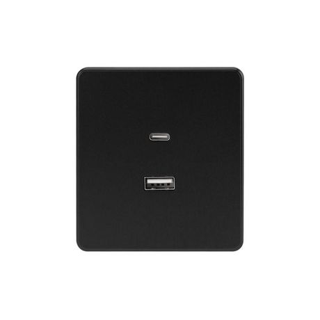 Розетка 2-м СП ROUND 16А IP20 USB-A + Type-C 3А с функцией быстрой зарядки оникс Kranz KR-78-0734-3 Kranz арт. KR-78-0734-3