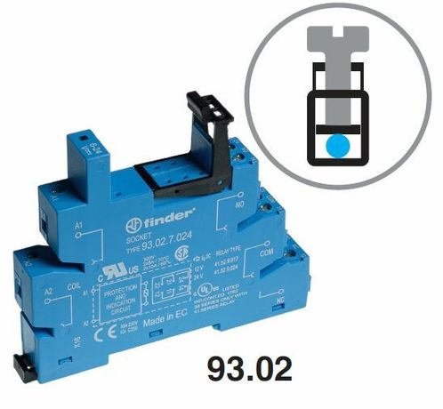 Розетка с винтовыми клеммами (с зажимной клетью) для реле 41 серии; питание 24В DC; в комплекте пластиковая клипса; опции: LED | 93027024 Finder