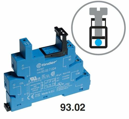 Розетка с винтовыми клеммами (с зажимной клетью) для реле 41 серии; питание 60В DC; в комплекте пластиковая клипса; опции: LED | 93027060 Finder 93.02.7.060