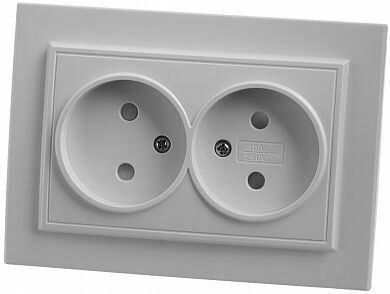 Розетка 2-местная б/з, серия Эрна, белый, - PST10-9013-01 FERON 39053