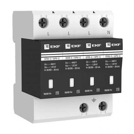 Ограничитель импульсных напряжений серии ОПВ-C/4P In 20кА 400В (с сигнализацией) EKF PROxima | opv-c4