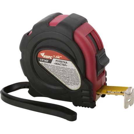 Рулетка Мастер 7.5мх25мм прорезиненный корпус КУРС 17147