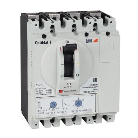 Выключатель автоматический OptiMat T125L TM 100A 3P | 355729 КЭАЗ