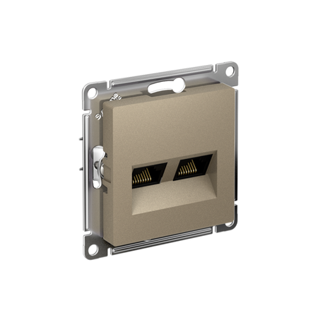 Розетка компьютерная 2-м AtlasDesign RJ45 кат.6A механизм шампань SE ATN000588 APC