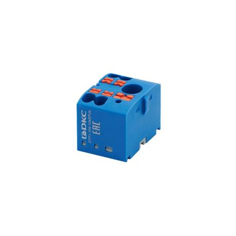 Блок распределительный зажим push-in 1 ввод 6кв.мм 4 точки подключения 25кв.мм син. DKC DTP1-104-104SPUB ДКС