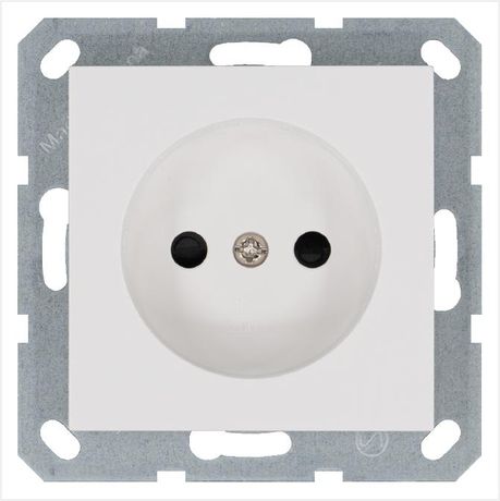 Розетка без заземления с защитными шторками 16A 250V~ 2P, цвет белый глянцевый - G5503W Jasmart