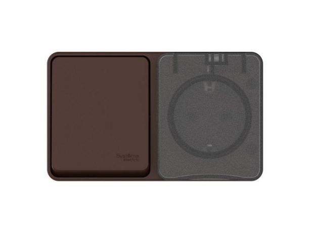 Блок ОП AtlasDesign PROFI IP54 (розетка 1-м 16А заземл. защ. шторки + 1-кл. выключатель 10А) корич. SE ATN546070 APC