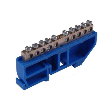 Шина _N_ 63.10.DIN "N" на 10 присоединений 63А изоляторе под DIN-рейку | HEGEL