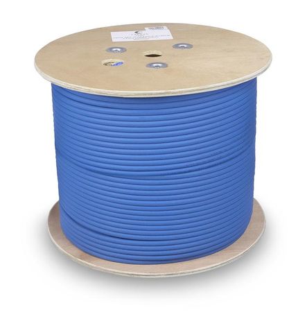 Кабель витая пара SSTP-4P-Cat.8-SOLID-IN-LSZH-BL экранированнаяSSTP (S/FTP), категория 8 (40G, 2000 MHz), 4 пары (23 AWG), LSZH, нг(А)-HF (305 м) - 7750c Cabeus
