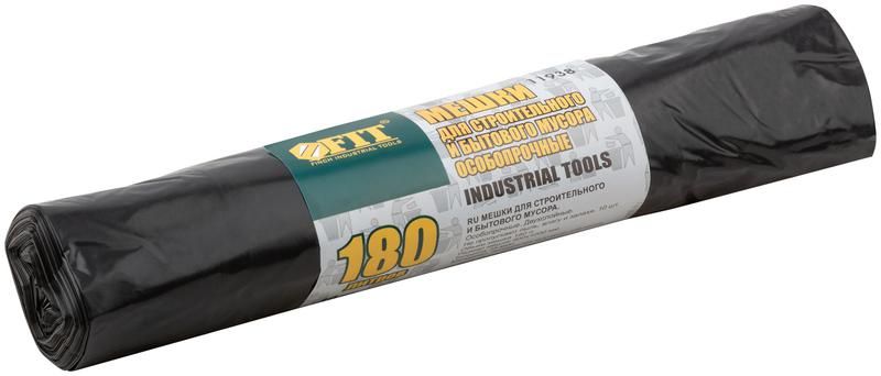 Мешки для строительного мусора, ПВД особопрочные, 180 л, 900х1200 мм, толщина 35 мкм, 10 шт - 11938 РОС