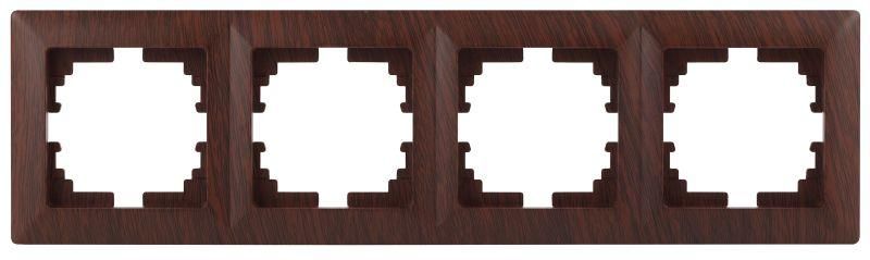 Рамка для розеток и выключателей 4 поста венге пластик Intro Solo 4-504-10 - Б0043429 ЭРА
