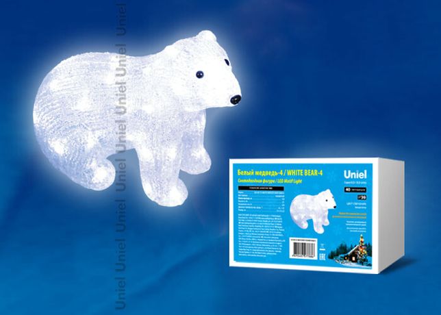 Гирлянда светодиодная "Белый медведь-4" ULD-M3125-040/STA WHITE IP20 BEAR-4 40LED 31х15х25см бел. Uniel 11037