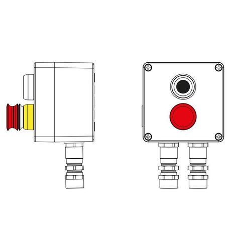 Взрывозащищенный пост управления из алюминия CPE-A-12-(1xP1B(11)-1xP3E(11))-2xKA2MHK(C)1Ex d e IIC Т5 Gb / Ex tb IIIC T95°C Db IP66 - 2201.121.22.11C ДКС