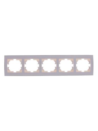 Рамка 5-м Rain горизонт. с хром. боковой вставкой бел. LEZARD 703-0225-150