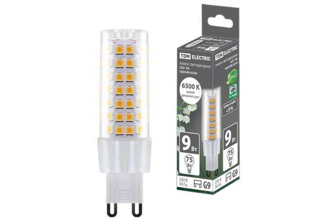 Лампа светодиодная G9-9 Вт-230 В-6500 К, SMD, 21,5x70,5 мм | SQ0340-0230 TDM