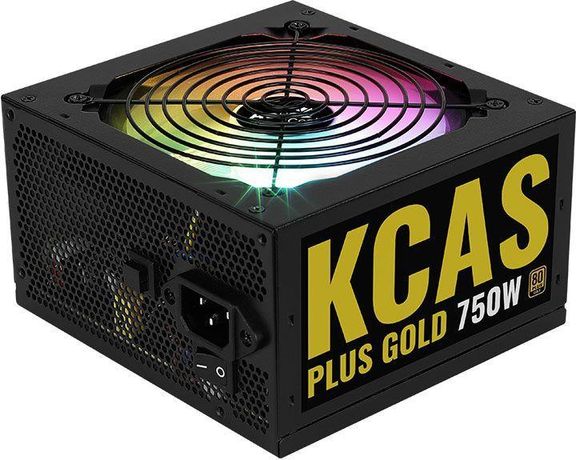 Блок питания ATX 750W KCAS PLUS GOLD RГбайт 80+ 24+2x(4+4) pin APFC 120мм fan color LED 8xSATA RTL AEROCOOL 1440795