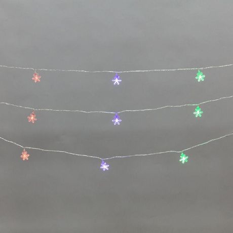 Гирлянда светодиодная Снежинки большие 5м 20LED IP20 прозрачный провод свечение мульти RG/RB мигание 230В - 304-024 NEON-NIGHT