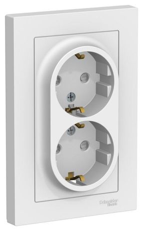 Розетка двойная AtlasDesign с заземл. со шторками 16А в сборе лотос SE ATN001326 APC