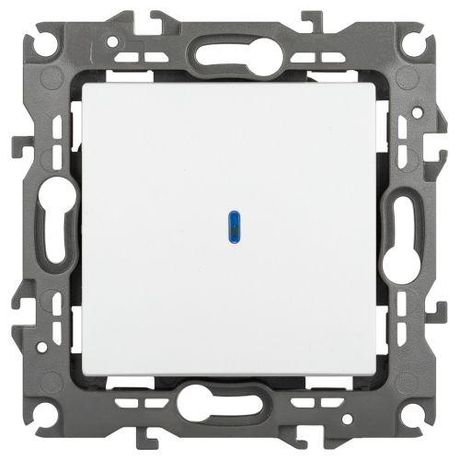 Выключатель одноклавишный скрытого монтажа с подсветкой белый матовый 10А 250В автоматические (безвинтовые) ЭРА 12 12-1102-01М - Б0065679