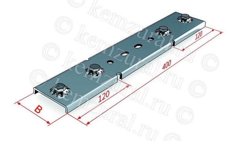 Соединитель переходной борт 65мм НЛ-СПцУТ1.5 (S=1.2мм) гор. цинк КЭМЗ 449 650144 19