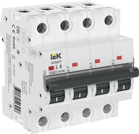 Выключатель автоматический четырёхполюсный M10N 4P L 4А 10кА ARMAT | AR-M10N-4-L004 IEK