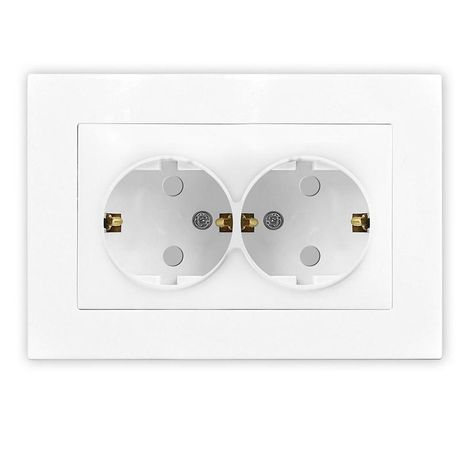 Розетка двухместная UNIVersal серия Афина с/з, с/у, з/ш 16А, 220В, механизм, белая (еврослот) - A0050 Союз