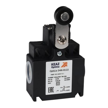 Выключатель концевой OptiLiS D4N-8122 рычаг металлический с роликом пластиковым EN 50047 XCKT2118P16 | 365319 КЭАЗ