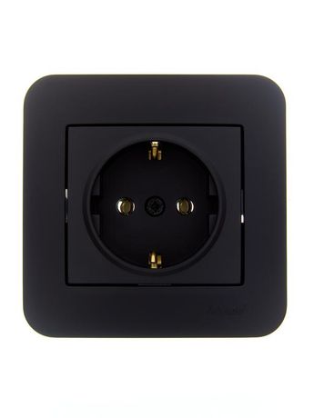 Розетка 1-м СП ASTI 16А IP20 с заземл. термопласт в сборе черн. бархат. LEZARD 7081-4242-122B