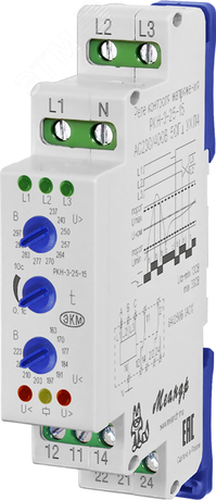 Реле контроля напряжения РКН-3-25-15 АС230В/АС400В УХЛ4 - 4640016934089 Меандр