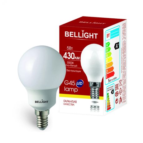 Лампа LED 5Вт 3000K 430Лм E14 IP 65 Шар Bellight - 88297874