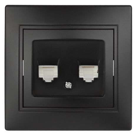 Розетка информационная 2xRJ45, СУ, Plano, антрацит 1-304-05 Intro ЭРА - Б0044576