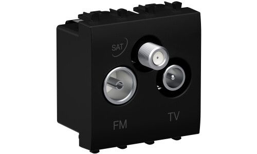 Розетка телевизионная TV/FM/SAT 2мод. Avanti "Черный матовый" модульная DKC 4412532 ДКС