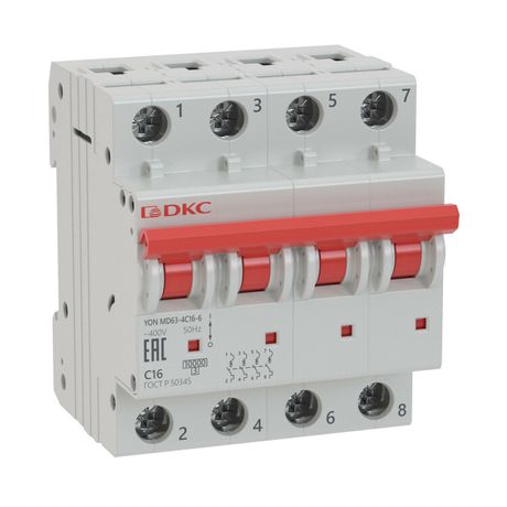 Выключатель автоматический четырехполюсный YON MD63-4C6-10 10kA | DKC ДКС DKC арт. MD63-4C6-10