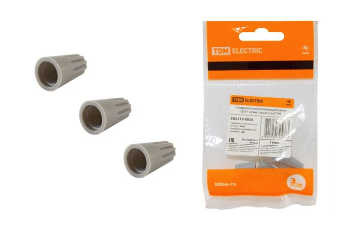 Соединительный изолирующий зажим СИЗ-1 3,0 мм2 серый (5 шт) | SQ0519-0026 TDM