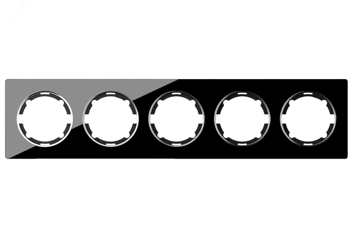 Рамка горизонтальная стеклянная на 5 приборов, цвет чёрный | 2234943 ССТ