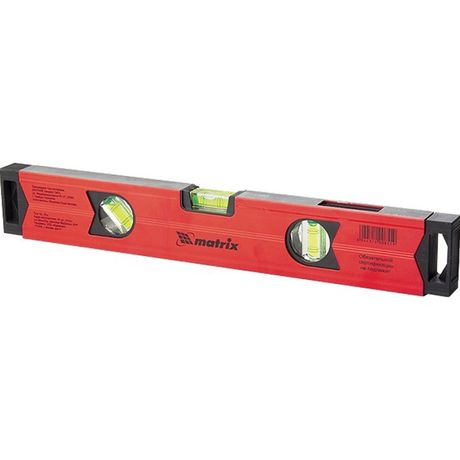 Уровень алюминиевый магнитный, 600 мм, фрезерованный, 3 глазка (1 зеркальный), усиленный - 34706 MATRIX