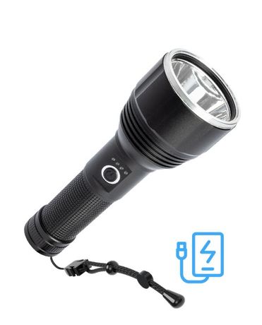Фонарь аккумуляторный ручной 20Вт LED съемный Li-ion 26650 5000мА.ч Power-bank корпус анодир. алюм. индикатор уровня заряда USB-шнур type C ремешок КОСМОС KOC130Lit
