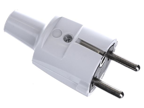 Вилка кабельная прямой ввод ПВХ с мультизаземлением 16A 2P+E 250V IP20, серый - 1418060 ABL